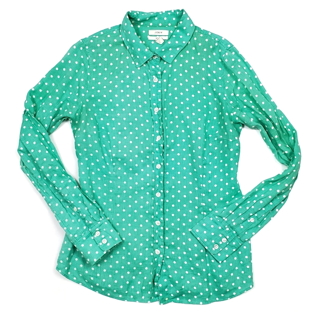 J. Crew Perfect Fit Mint Linen Button Down Shirt
